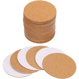 QUARKZMAN 50 Stück Selbstklebende Korkuntersetzer 95x95x1,5mm Korkplatte Korkplatten Korkmatte Kork Untersetzer Kork Selbstklebend für DIY Bastelarbeiten, Kreis