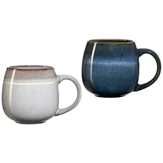 Becher RITZENHOFF & BREKER "Lagom", bunt, H:10cm Ø:9cm, Steingut, Trinkgefäße, Becher, 2-teilig, Reaktivglasur, jedes Stück ein Unikat, 475 ml