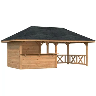 Palmako Holz-Pavillon Bianca 16,6 m2 Set 3 Braun Tauchgrundiert
