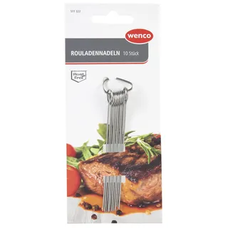 wenco Rouladennadeln 10er Set – Rouladenspieße aus Edelstahl Rostfrei – Wiederverwendbare Fleischspieße für Rinderrouladen & Kohlrouladen – 10cm Grillnadeln Spülmaschinengeeignet