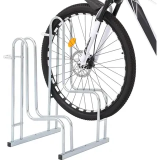 vidaXL Fahrradständer für 2 Fahrräder Freistehend Silber