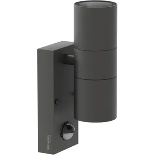 Oktaplex lighting Außenleuchte Edelstahl 2x GU10 Fassung 230V mit Bewegungsmelder IP44 anthrazit