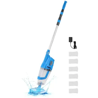 VEVOR Poolsauger kabelloser Handsauger (100 L/min) für Whirlpools mit Verlängerungsstange, wiederaufladbarer Poolreiniger, läuft bis zu 1 Stunde, für oberirdische/eingelassene Pool-Spas