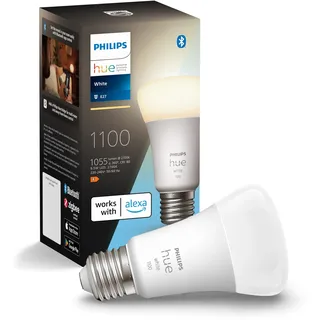 Philips Hue White E27 Lampe Einzelpack 1x1055lm, dimmbar, warmweißes Licht, steuerbar via App, kompatibel mit Amazon Alexa (Echo, Echo Dot)