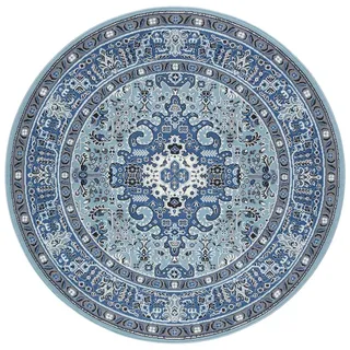 HANSE HOME Nouristan Mirkan Orient Teppich Rund – Wohnzimmerteppich Orientalisch Kurzflor Vintage Orientalischer Teppich für Esszimmer, Wohnzimmer, Schlafzimmer – Himmelblau, 160cm
