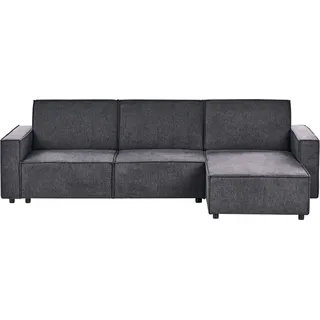 BELIANI 3-Sitzer Ecksofa Graphitgrau Stoffbezug L-Förmig mit Schlaffunktion Chaiselongue Linksseitig Breite Armlehnen Modern Schlafsofa Polstersofa - Grau, Schwarz