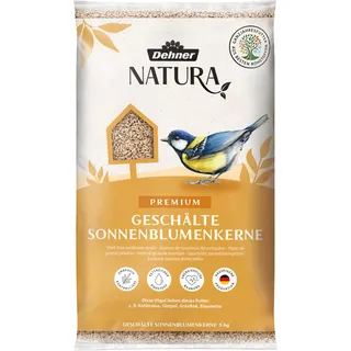 Dehner Natura Premium Wildvogelfutter, Sonnenblumenkerne schalenfrei, Ganzjahresfutter proteinreich / energiereich, hochwertiges Vogelfutter für Wildvögel, 5 kg