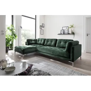 trends by hg Ecksofa »Landau L-Form«, in Cord-Stoff mit Metallfuß grün