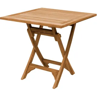 Teako Design Klapptisch Teakholz Eckig Rovigi 120x80cm – Wetterfest, Massivholz, Nachhaltig (75 cm x 70 cm x 70 cm)