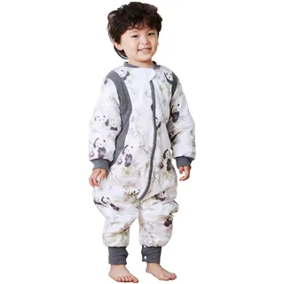 Chilsuessy Baby Winter Schlafsack 3.5 Tog Babyschlafsack mit Füssen Winterschlafsack mit abnehmbar Ärmel Kinder Schlafsack mit Beinen, Bambuswald/3.5 Tog, XXL/Baby Höhe 115-125cm