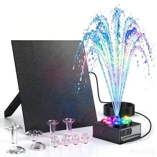 Forever Speed Solarbrunnen für Draussen mit akku mit LED 6W, Solar Springbrunnen für Aaußen für Teich, Garten,Vogel Bad, Teichpumpe Solar Springbrunnen Max Wassersprühhöhe 100L/H