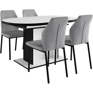 OTTO home »Basel, Tischgruppe mit 4 Stühlen, Esstisch ausziehbar 140 - 180 cm« Set, Otto's DAUERTIEFPREIS, 5 Stk. tlg. BESTSELLER, Sitzgruppe, Tisch, Stühle, ovale Tischplatte, Säulentisch,