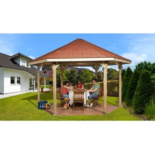 Weka Pavillon 656 3,76 x 3,29 m kdi inkl. Schindeln rot