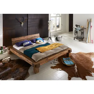 Massivholzbett Balkenbett 180 x 200 cm aus Akazie ELKE - Naturbelassen