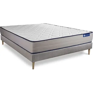 Actiflex form matratze 140x220cm + Bettgestell mit lattenrost - Dicke : 22cm - Taschenfederkern und Memory-Schaum - H4 - Grau