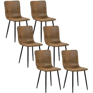 FurnitureR Esszimmerstuhl 6er Set, Küchenstuhl mit Kunstlederbezug und schwarzen Metallbeinen, Polsterstuhl im Industrial Design, Sitzhöhe 46 cm, 40×38×86 cm für Esszimmer, Küche oder Wohnzimmer