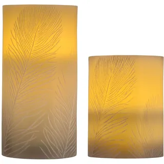 Pauleen Cosy Feather LED Kerze 15 cm grau