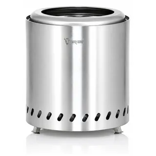 BBQ-Toro Edelstahl Feuerstelle raucharm, Silber, Ø 22 x (H) 25 cm, raucharmer Feuerkorb