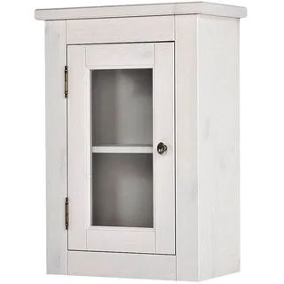 Landhaus Badezimmer Wandschrank Hängeschrank LIRIA-56, Massivholz weiß gebleicht, B x H x T ca. 45 x 65 x 25cm - Weiß