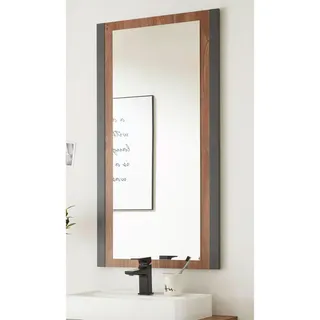 Badspiegel Eiche Stirling, Matera grau, Badmöbel Wandspiegel 54 x 108 cm , Eichefarben, Grau , Holzwerkstoff , Uni, Holz Optik , Rechteckig , 54x108x2 cm , Badezimmer, Badezimmerspiegel, Badspiegel