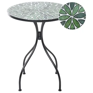 BELIANI Bistrotisch Schwarz Metall 60 cm Rund Mosaik Muster Vintage Stil Balkontisch Gartentisch - Schwarz, Grün