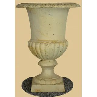 Amphore Gusseisen 42cm, Pflanzpokal, Pflanzamphore, Gartenamphore, Krater Vase - Antik Weiss - Höhe:42cm, Breite:32cm