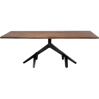 Kare Design Tisch Roots Dark, Braun, 8-10 Personen, Pflegeleicht, Skulptural, Elegant, Großer Esszimmertisch, Minimalistisches Design, Walnuss Massivholz, Robust, Stahl Gestell, 77x100x220 cm (HxBxT)