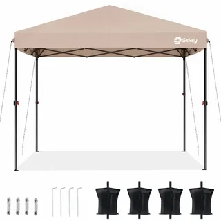 Sekey Faltpavillon 3x3 wasserdicht, Pop Up Pavillon mit 4 Sandsäcken, UV-Schutz 50+ Pavillons & Partyzelte Festzelt, Taupe - Taupe