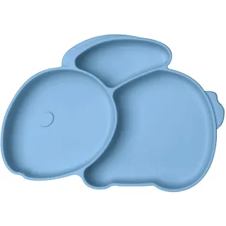 Vicloon Baby Teller Schüssel, Teller Rutschfest für Baby Kleinkinder Kinder, Silikon Babygeschirr Rutschfest mit Saugnäpfen, BPA-Frei, Saugen Abwaschbar für Spülmaschine(Blau-Kaninchen)