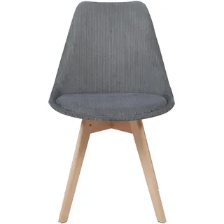 [en.casa] Esszimmerstuhl Fläten Cord Grau 2er Set
