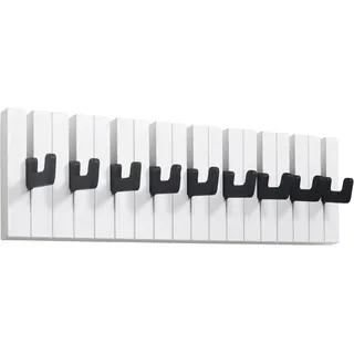 RICOO Garderobenleiste Wandgarderobe Kindergarderobe Piano Design ausklappbar WM1886-L Garderobe Wand Hakenleiste Kleiderhaken klappbar 9 Haken Holz Klavier Garderobenhaken