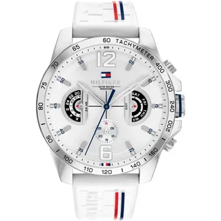 Tommy Hilfiger Analoge Multifunktionale Quarz-Uhr für Herren mit Silikon-, Edelstahl- oder Lederarmband, Unterzifferblätter für Tag und Datum, Wasserdicht bis 5ATM.