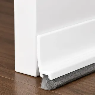 100 cm Zugluftstopper Weiß – Selbstklebende Türdichtung mit Bürste | Selbstklebende Türdichtung, Türbürste, Bürstendichtung, Dichtungsband, Türstopper, Bodenabdichtung – 100 cm, Weiß.