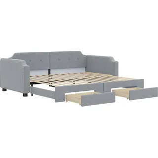 vidaXL Tagesbett Ausziehbar mit Schubladen Hellgrau 80x200 cm Stoff - Grau