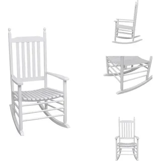 vidaXL Schaukelstuhl mit Gebogener Sitzfläche Weiß Holz - Gartenstühle - Weiß