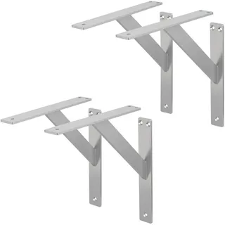 Ml-Design Regalträger 2er Set , Silberfarben , Metall , 24x3x24 cm , Wohnzimmer, Regale, Wandregale