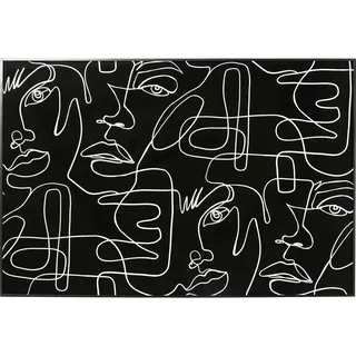 Kare Design Bild mit Rahmen Faccia Arte Drawing Schwarz/Weiß, Wanddekoration, Glasbild, Bilddruck auf Papier, Abstrakt, Modern, Wohnzimmer, Schlafzimmer, Flur, 100x150x3,5cm