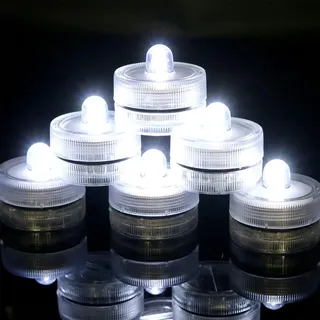 AMFUN Tauchbare LED-Lichter, 12 Stück Flammenlose LED Kerzen Teelichter, Wasserdichte Lichter, Mini Unterwasser Licht für Aquarium Garten Hochzeitsfeier, Weißes Licht