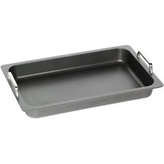 AMT Gastroguss Gastronorm - Behälter hoch GN 1/1 glatter Boden, induktionsgeeignet, 53 cm x 32,5 cm, 5,5 cm hoch, mit Edelstahlgriffen, Lotan® Antihaft-Veredelung, AMZN-I-55333-G