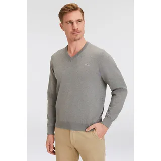 Gant V-Ausschnitt-Pullover »Classic Cotton V-Neck« Premium Strickjersey aus weicher 100% Baumwolle, Übergangspullover, grau