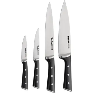 Tefal Ice Force Messerset - 4-teilig - Schälmesser, Kochmesser, Küchenmesser und Fleischmesser - Schwarz