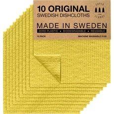 SUPERSCANDI Superscanddi schwedische Geschirrtücher, Papierhandtuch, Ersatz-Waschlappen (10er-Pack) Gelb