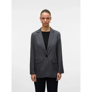 Blusenblazer VERO MODA "VMNILA LS SLIM BLAZER NOOS", Damen, Gr. 38, grau (grau pinstripe), Web, Obermaterial: 80% Polyester, 18% Viskose, 2% Elasthan, unifarben, relaxed fit normal, Blazer Blusenblazer