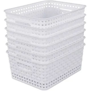 Sandmovie Aufbewahrungskörbe aus Rattan, Kunststoff, Weiß, 6 Packungen
