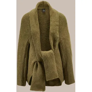 Strickjacke MADELEINE "Strickmantel Strickmantel", Damen, Gr. 36/38, grün (fango, melange), Obermaterial: 50% Polyacryl PAN. 40% Polyester PES. 10% Wolle WO., Modern, weit, Strickjacken Strickjacke