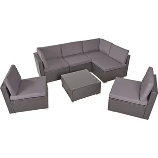 Garden Pleasure Loungegruppe Sansibar grau, silber Kunststoff, Metall, 18-teilig