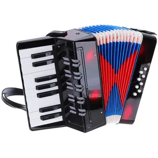 QUARKZMAN Akkordeon 17 Tasten 8 Bassknopf Ziehharmonika Spielzeug Mini Musikinstrument Leichtgewicht für Erwachsene Anfänger Bildung, Schwarz
