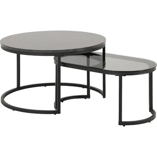 Smuk Couchtisch Set Rowan Marmor Schwarz - Schwarz