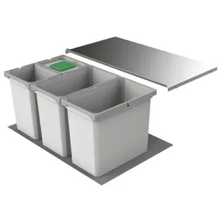 Naber Cox® Box 2T 800-4. Abfallsammler, mit Biodeckel, hellgrau. - Mülleimer - Hellgrau, Silber