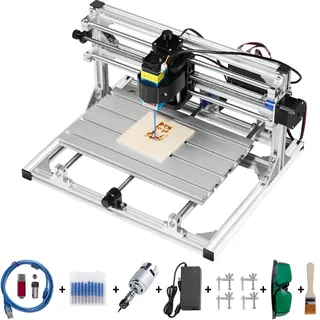 VEVOR 3018 DIY Mini CNC Maschine Graviermaschine 500 mW, Lasergravur Maschine 500 mW, DIY CNC-Maschine-Kit 3018 mit 500 mW GRBL Steuerung Graviermaschine 3 Achsen Fräsmaschine für Holz, PVB, PCB usw.